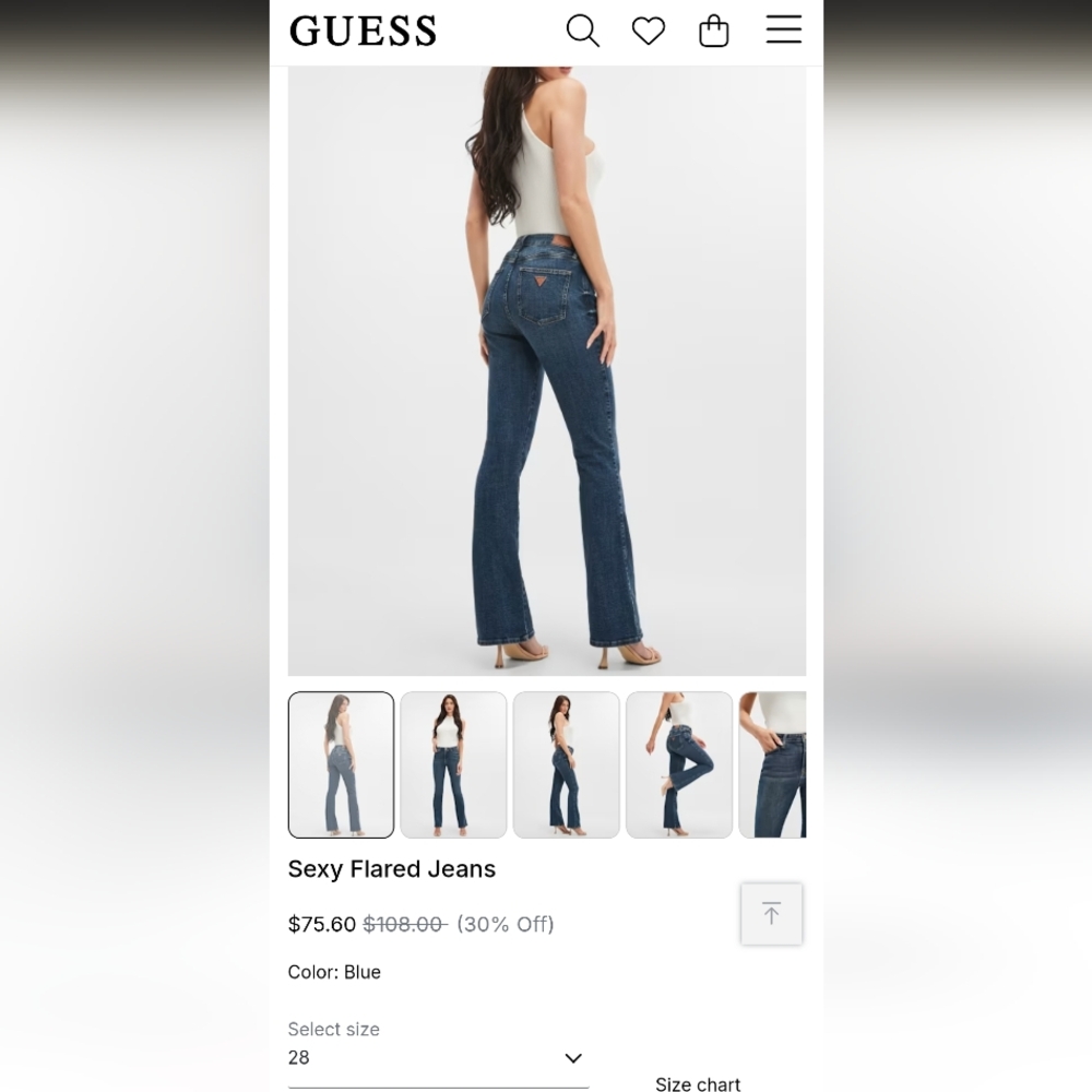 Guess Blue Flare Wide Leg Jeans